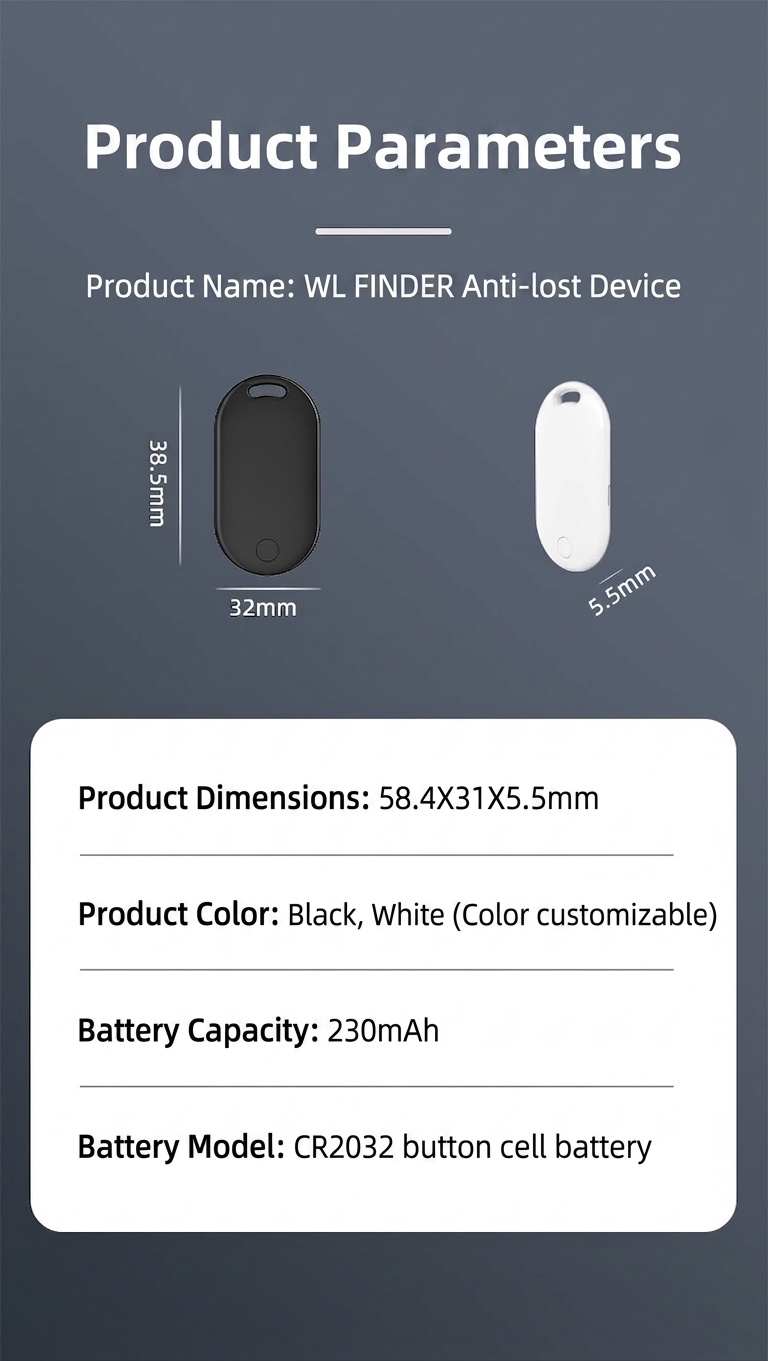 Smart Mini GPS Tracker, Find My Network Anti-Lost Device for Keys, Bags, Pets, IPX5 Water Resistant, Long Battery Life