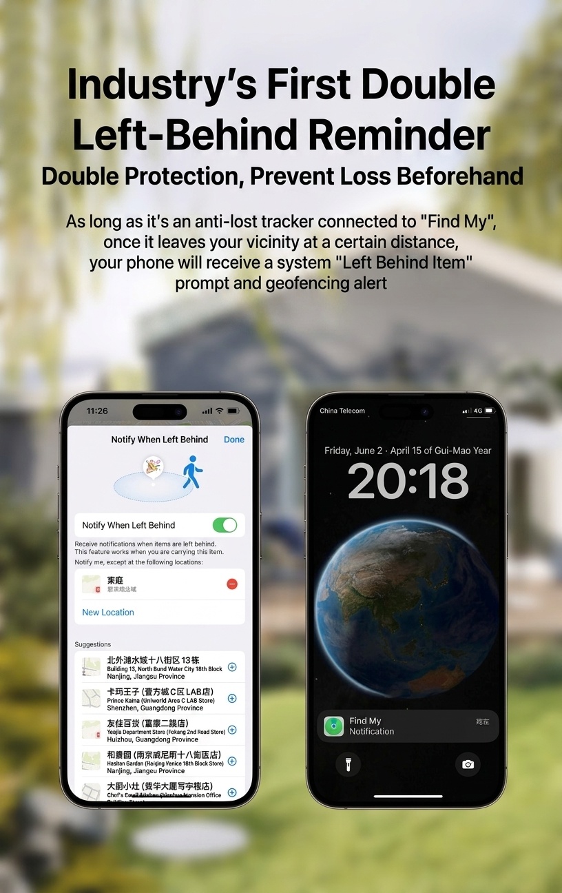 Smart Mini GPS Tracker, Find My Network Anti-Lost Device for Keys, Bags, Pets, IPX5 Water Resistant, Long Battery Life