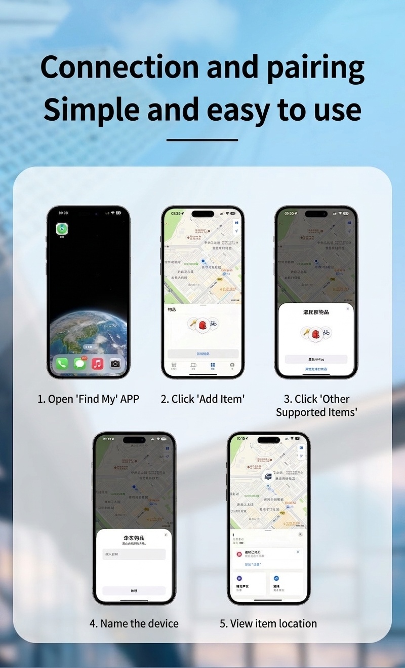 Smart Mini GPS Tracker, Find My Network Anti-Lost Device for Keys, Bags, Pets, IPX5 Water Resistant, Long Battery Life