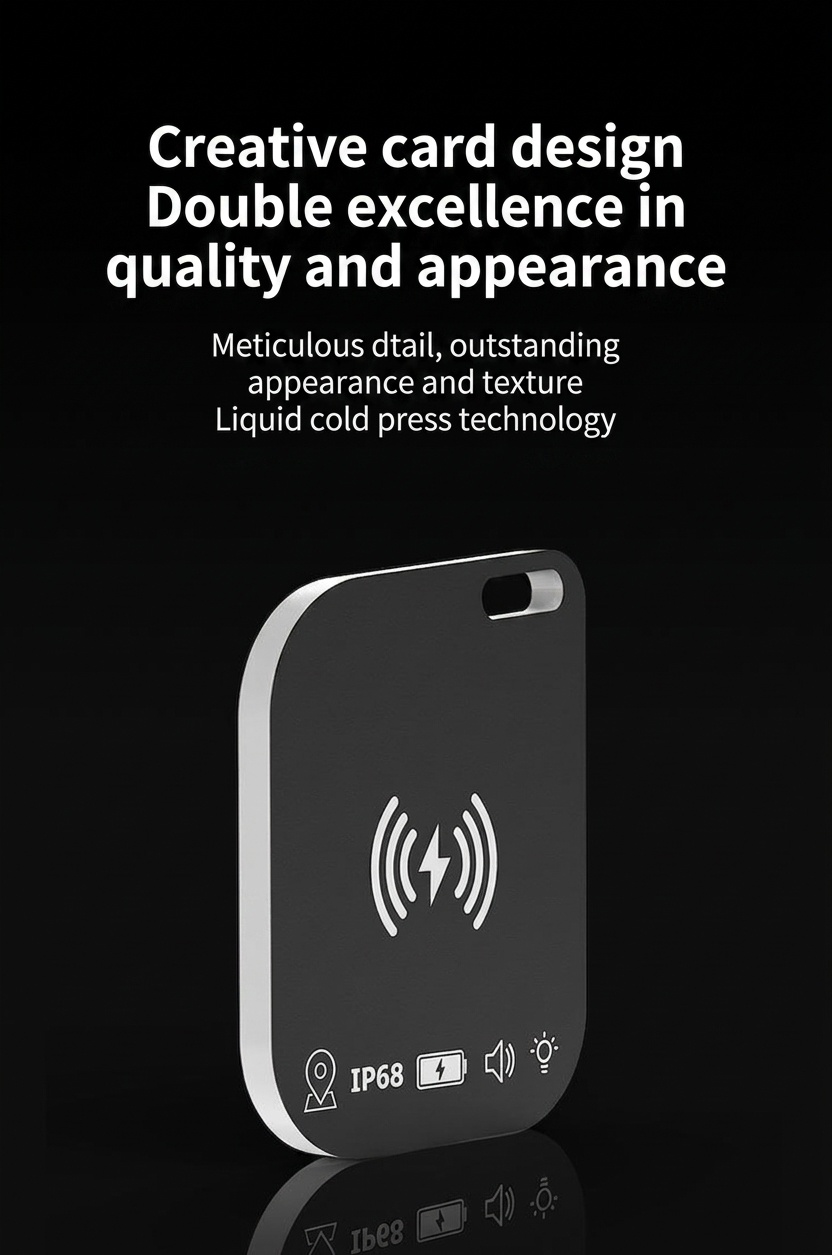 MFI Certified Smart Card Tracker for Apple Find My, Ultra-Slim Wallet & Key Finder, IP68 Waterproof, Wireless Charging