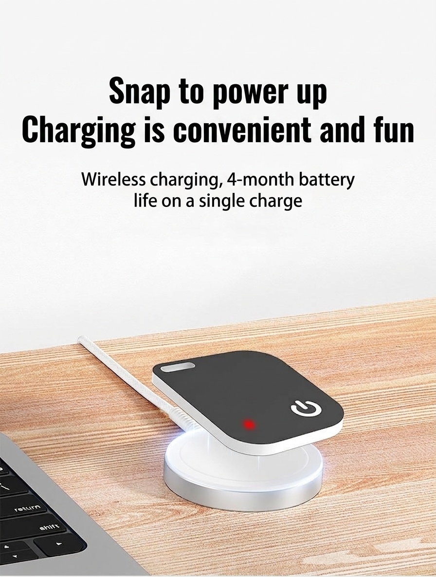 MFI Certified Smart Card Tracker for Apple Find My, Ultra-Slim Wallet & Key Finder, IP68 Waterproof, Wireless Charging