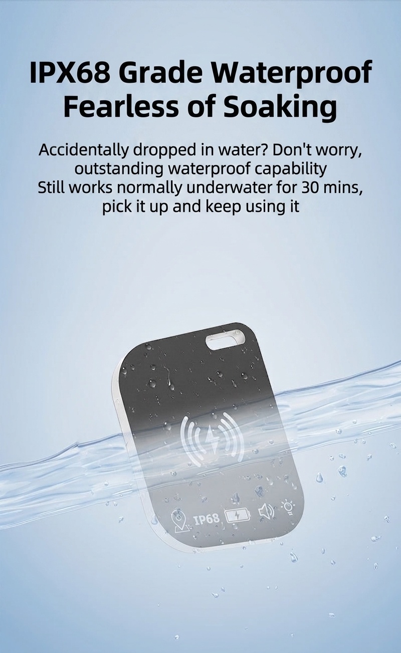 MFI Certified Smart Card Tracker for Apple Find My, Ultra-Slim Wallet & Key Finder, IP68 Waterproof, Wireless Charging