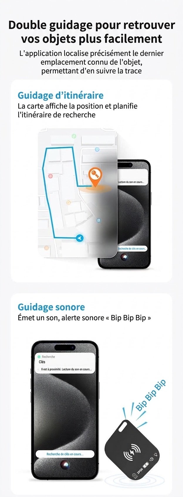 Traceur de carte à puce certifié MFi pour Apple Localiser, portefeuille et porte-clés ultra-fin, étanche IP68, chargement sans fil