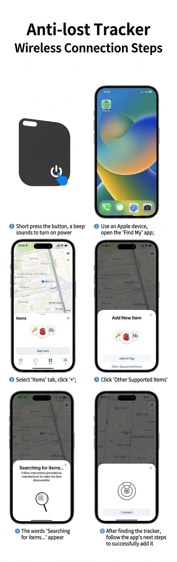 MFI Certified Smart Card Tracker for Apple Find My, Ultra-Slim Wallet & Key Finder, IP68 Waterproof, Wireless Charging