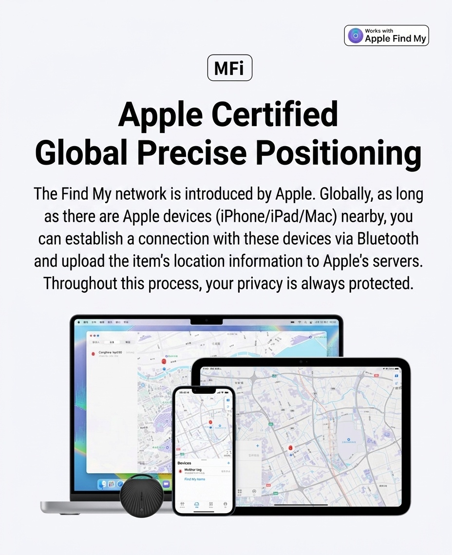 Localizador inteligente Apple Find My, dispositivo GPS global antipérdida para llaves, bolsos y mascotas, resistente al agua IP68, batería con duración de 365 días.