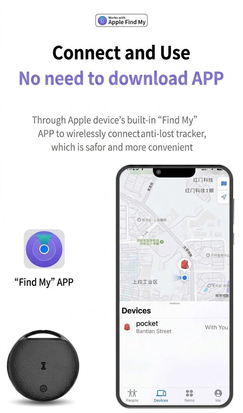 Localizador inteligente Apple Find My, dispositivo GPS global antipérdida para llaves, bolsos y mascotas, resistente al agua IP68, batería con duración de 365 días.