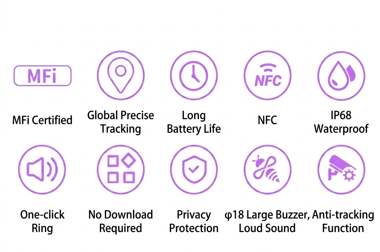 Localizador inteligente Apple Find My, dispositivo GPS global antipérdida para llaves, bolsos y mascotas, resistente al agua IP68, batería con duración de 365 días.