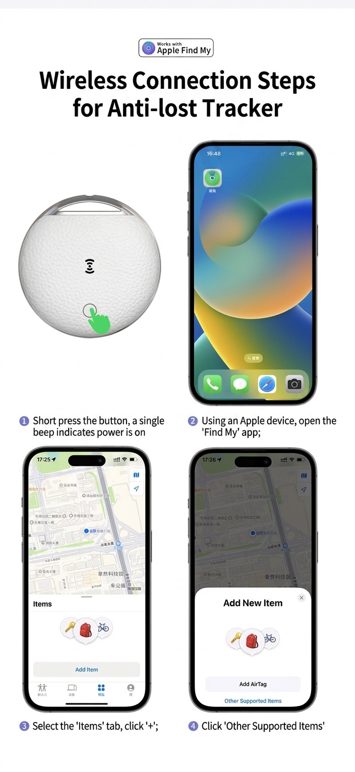 Localizador inteligente Apple Find My, dispositivo GPS global antipérdida para llaves, bolsos y mascotas, resistente al agua IP68, batería con duración de 365 días.