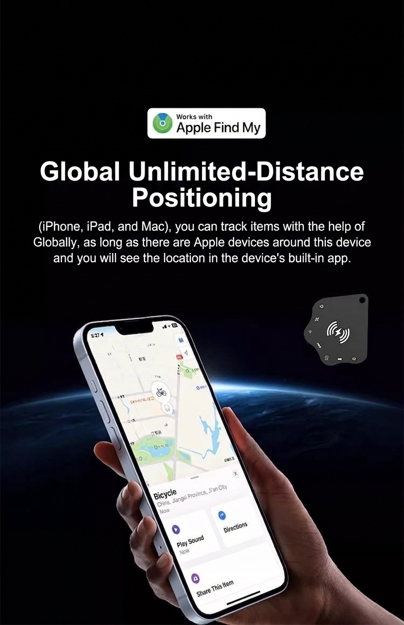 Compact Smart Tracker Card for Apple Find My, Wireless Charging Item Finder for Wallet, Keys, Luggage, IP68 Waterproof, 4-Month Battery