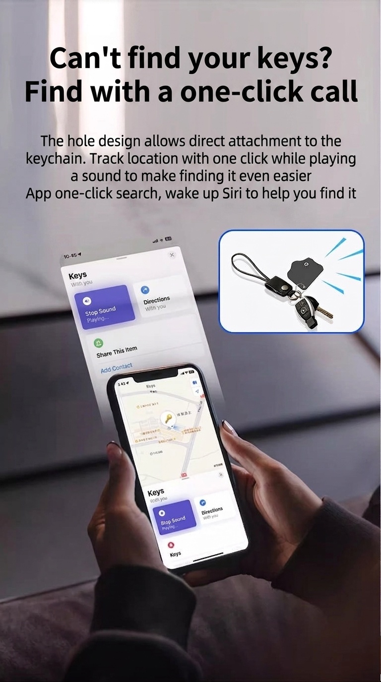 Compact Smart Tracker Card for Apple Find My, Wireless Charging Item Finder for Wallet, Keys, Luggage, IP68 Waterproof, 4-Month Battery