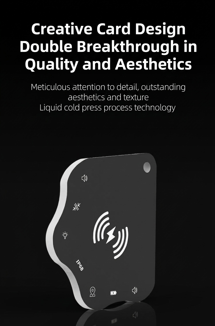 Compact Smart Tracker Card for Apple Find My, Wireless Charging Item Finder for Wallet, Keys, Luggage, IP68 Waterproof, 4-Month Battery