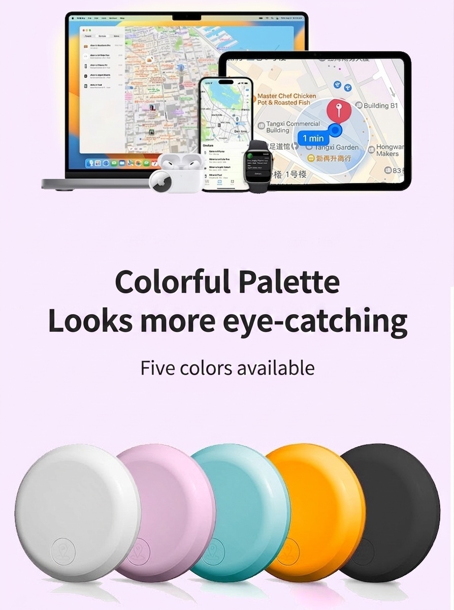 Apple Find My Compatible Item Tracker, Global GPS Locator for Keys, Bags, Luggage, Water-Resistant, 365-Day Battery Life