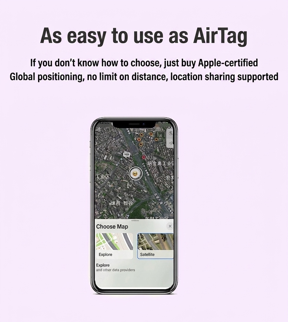 Apple Find My Compatible Item Tracker, Global GPS Locator for Keys, Bags, Luggage, Water-Resistant, 365-Day Battery Life