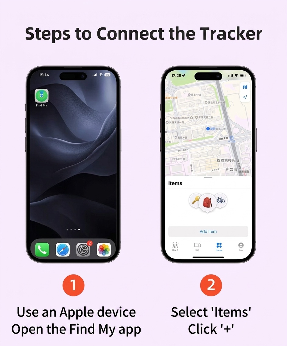 Apple Find My Compatible Item Tracker, Global GPS Locator for Keys, Bags, Luggage, Water-Resistant, 365-Day Battery Life