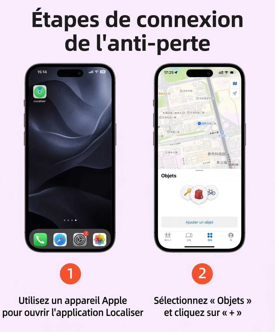 Localisateur d'objets compatible Apple, traceur GPS mondial pour clés, sacs et bagages, résistant à l'eau, autonomie de 365 jours