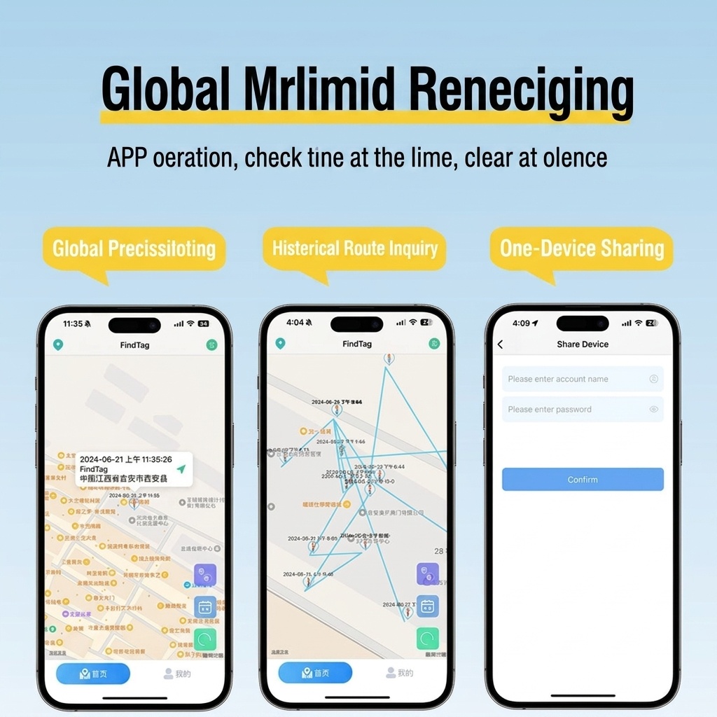 Apple Find My Compatible Item Tracker, Global GPS Locator for Keys, Bags, Luggage, Water-Resistant, 365-Day Battery Life