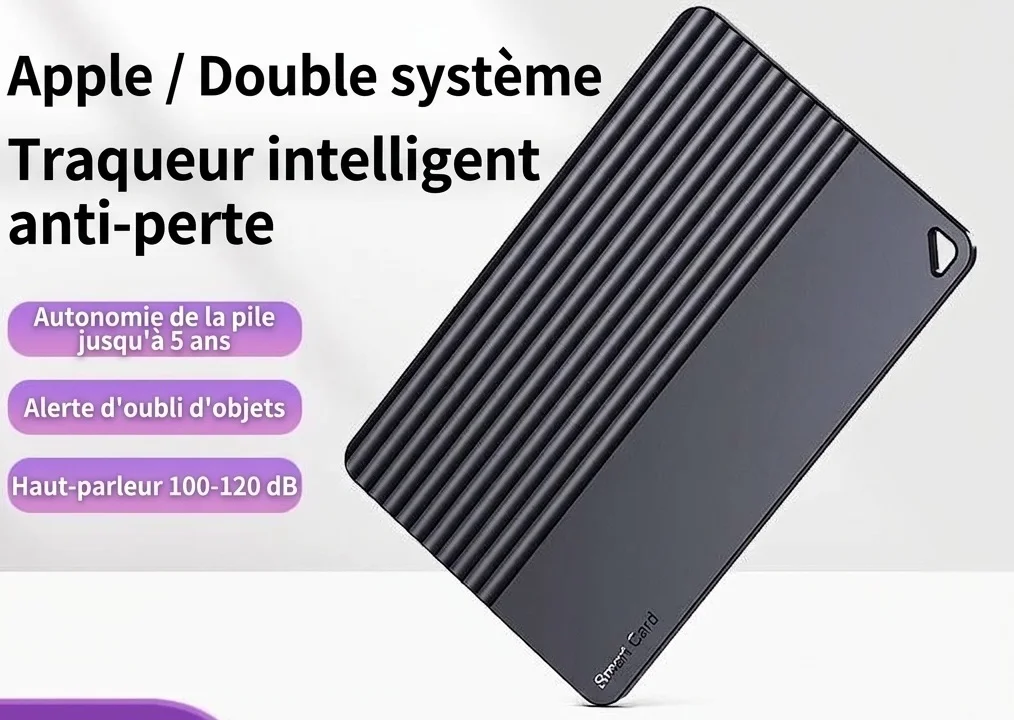 Traceur ultra-fin pour portefeuille et bagages, compatible avec Localiser d'Apple et Localiser Hub Android, autonomie de 5 ans, géolocalisateur d'objets avec haut-parleur intégré