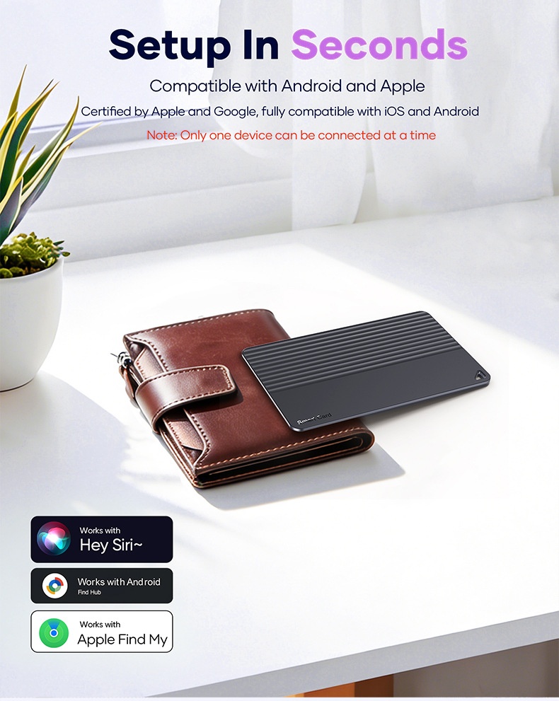 Ultra-Slim Smart Card Tracker for Wallet & Luggage, Works with Apple Find My & Android Find Hub, 5-Year Battery Life, Global Positioning Item Locator with Loud Speaker