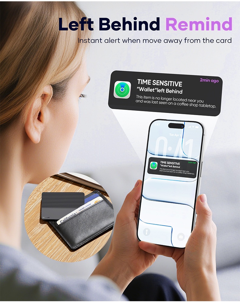 Ultra-Slim Smart Card Tracker for Wallet & Luggage, Works with Apple Find My & Android Find Hub, 5-Year Battery Life, Global Positioning Item Locator with Loud Speaker