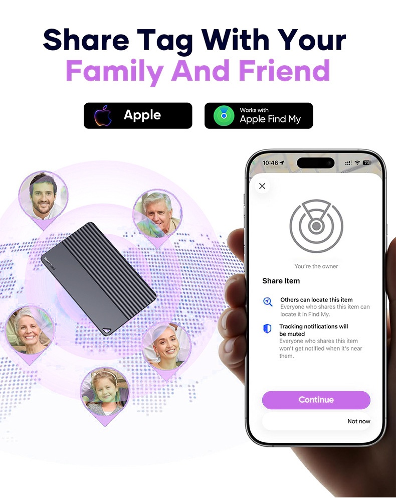 Ultra-Slim Smart Card Tracker for Wallet & Luggage, Works with Apple Find My & Android Find Hub, 5-Year Battery Life, Global Positioning Item Locator with Loud Speaker