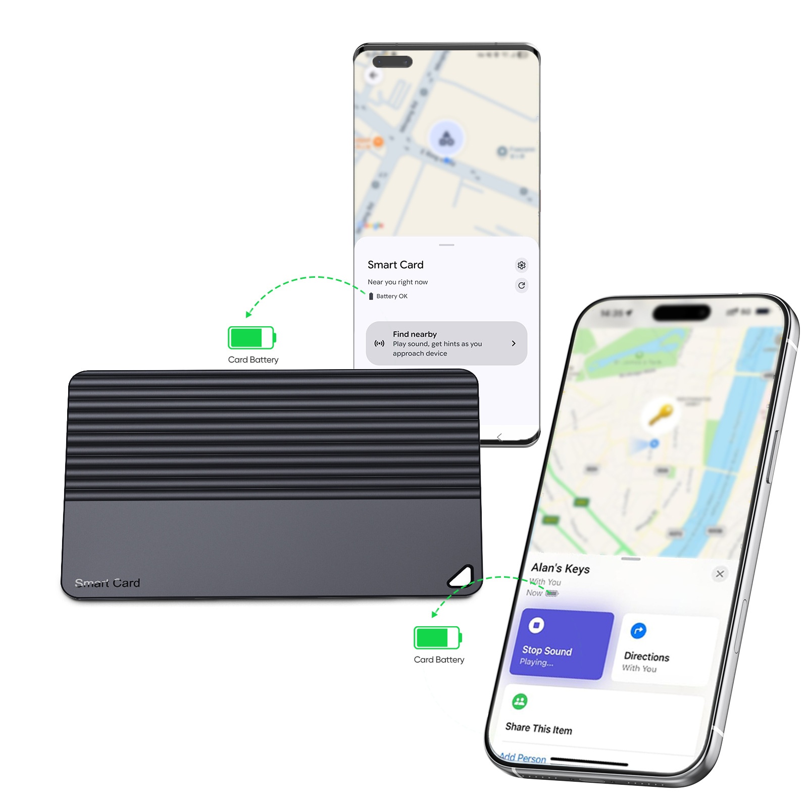 Ultra-Slim Smart Card Tracker for Wallet & Luggage, Works with Apple Find My & Android Find Hub, 5-Year Battery Life, Global Positioning Item Locator with Loud Speaker