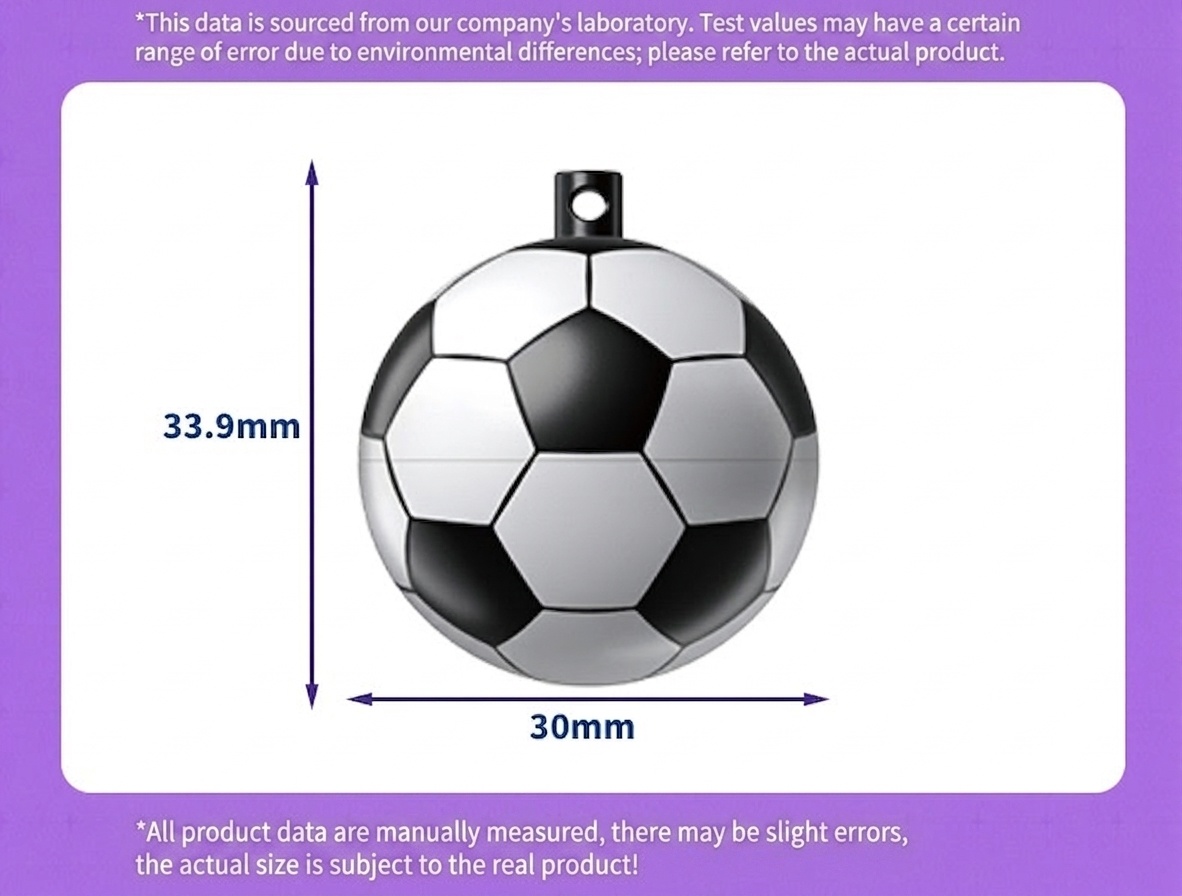 Soccer Ball Smart Tracker, Apple Find My Compatible Global GPS Locator, Anti-Lost Alert Item Finder, IP68 Waterproof, 30-Month Battery Life