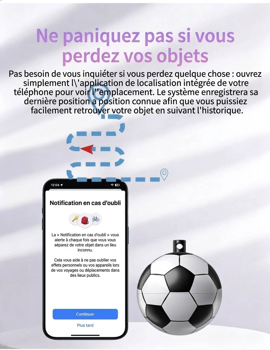 Traceur intelligent pour ballon de football, compatible avec Apple Localiser mon appareil, localisateur GPS mondial, alerte anti-perte, étanche IP68, autonomie de 30 mois