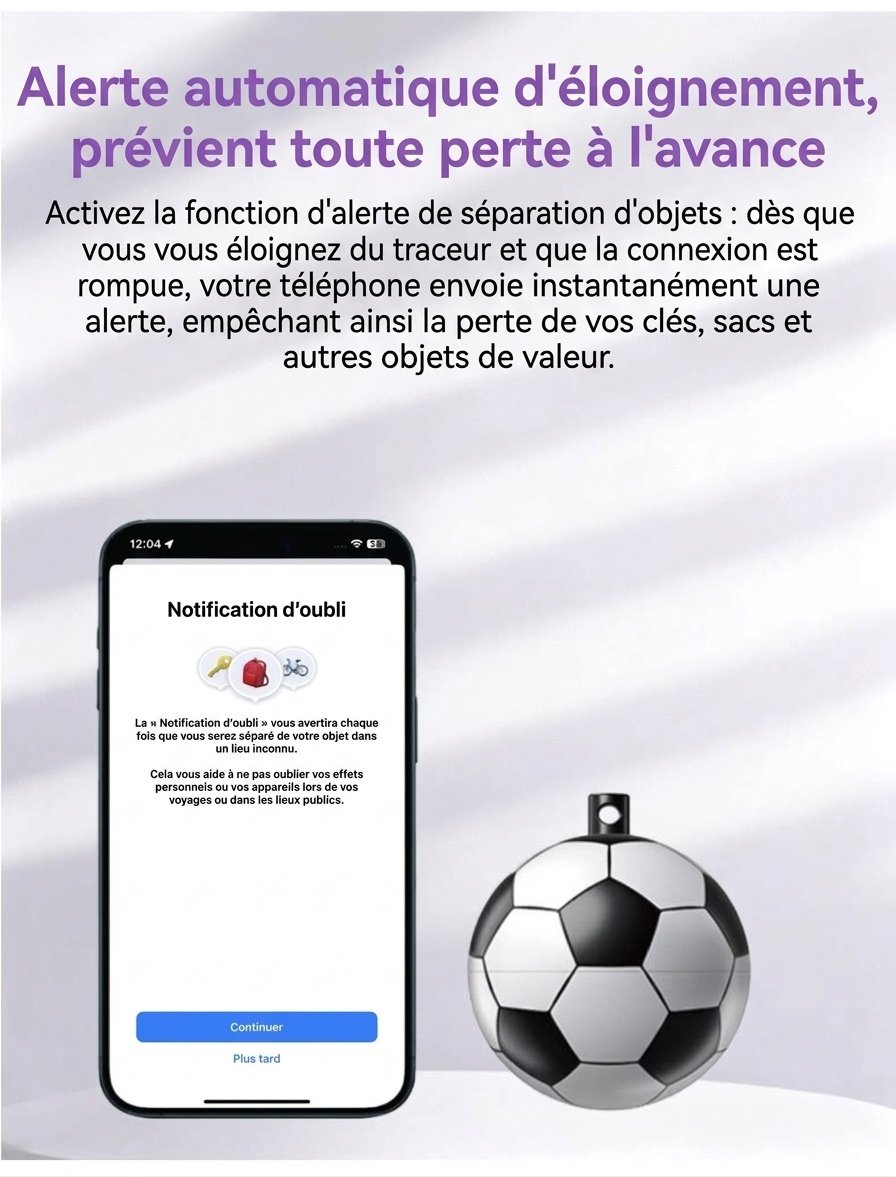 Traceur intelligent pour ballon de football, compatible avec Apple Localiser mon appareil, localisateur GPS mondial, alerte anti-perte, étanche IP68, autonomie de 30 mois
