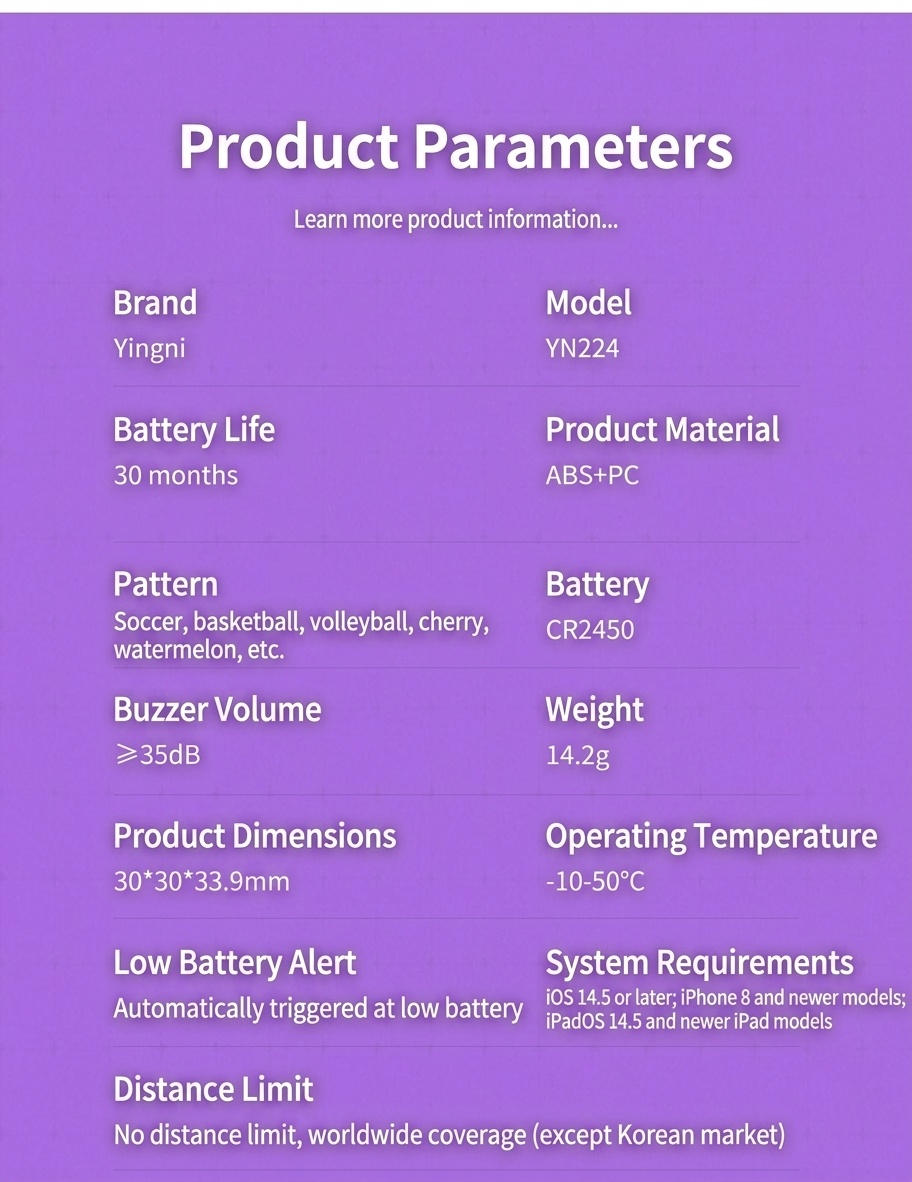 Soccer Ball Smart Tracker, Apple Find My Compatible Global GPS Locator, Anti-Lost Alert Item Finder, IP68 Waterproof, 30-Month Battery Life