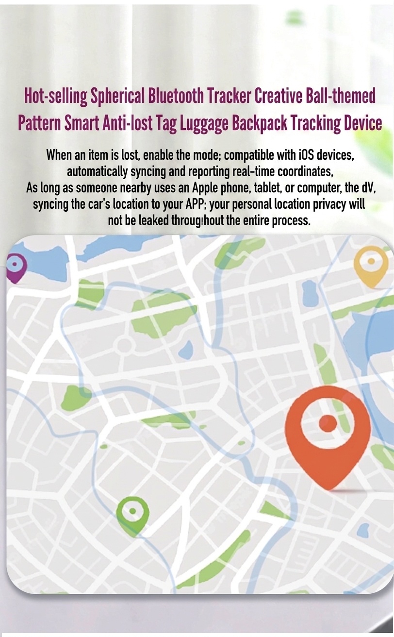 Soccer Ball Smart Tracker, Apple Find My Compatible Global GPS Locator, Anti-Lost Alert Item Finder, IP68 Waterproof, 30-Month Battery Life