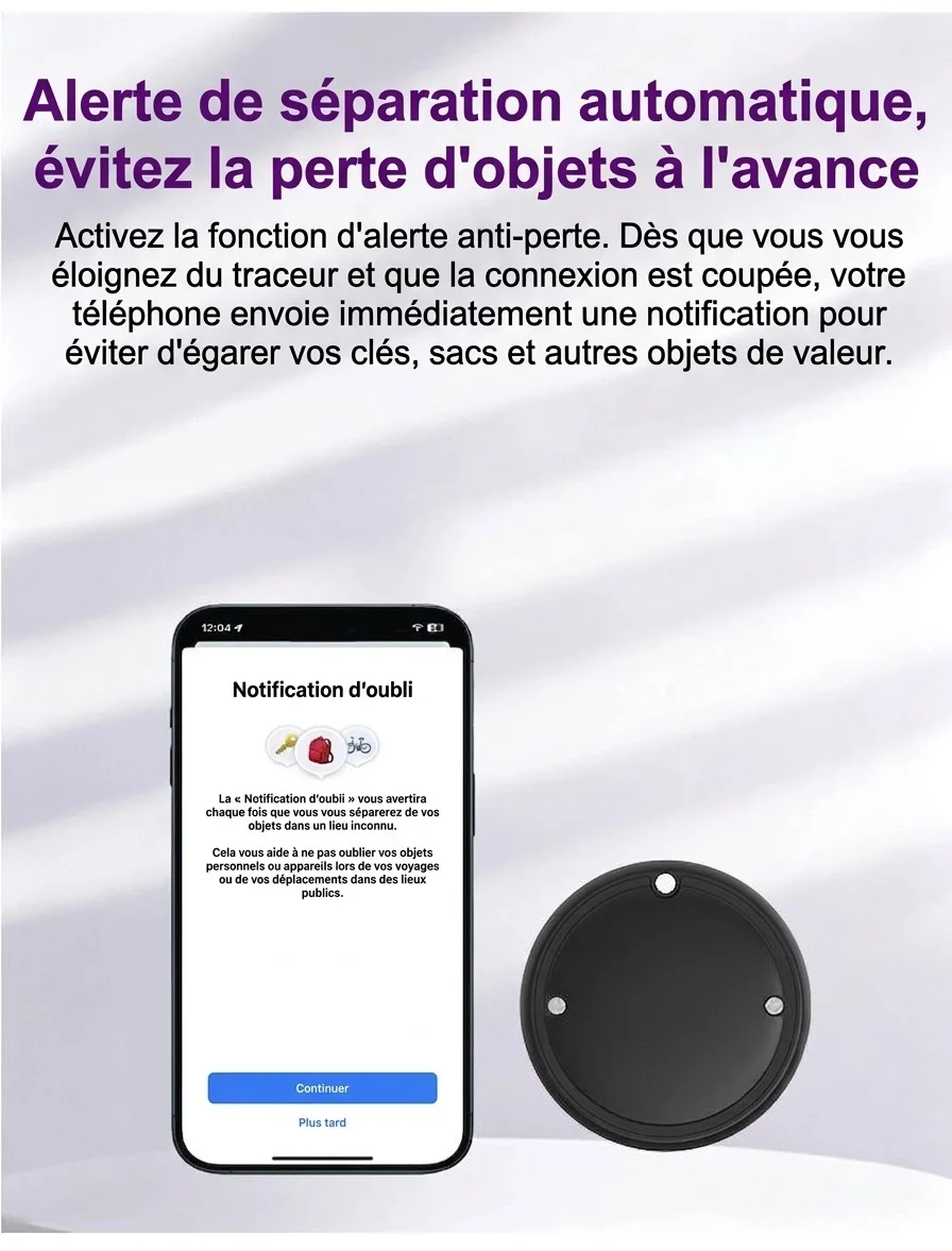 Traceur Bluetooth intelligent pour Apple Localiser mon réseau, dispositif anti-perte de géolocalisation précis à l'échelle mondiale, étanche IPX5, batterie de 10 à 12 mois
