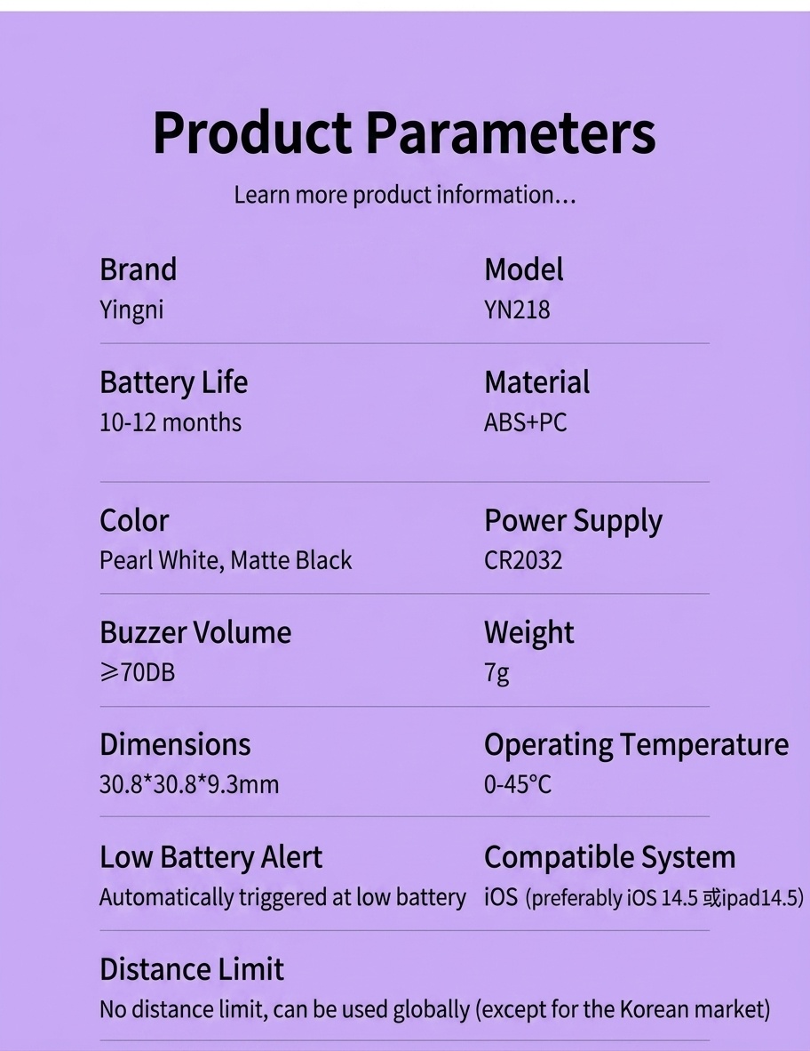 Smart Bluetooth Tracker for Apple Find My Network, Global Precise Positioning Anti-Lost Device, IPX5 Waterproof Item Finder, 10-12 Month Battery