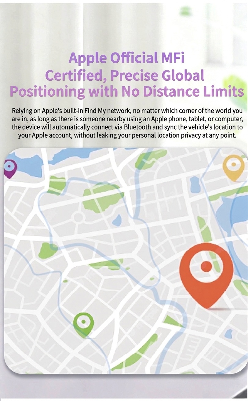 Smart Bluetooth Tracker for Apple Find My Network, Global Precise Positioning Anti-Lost Device, IPX5 Waterproof Item Finder, 10-12 Month Battery