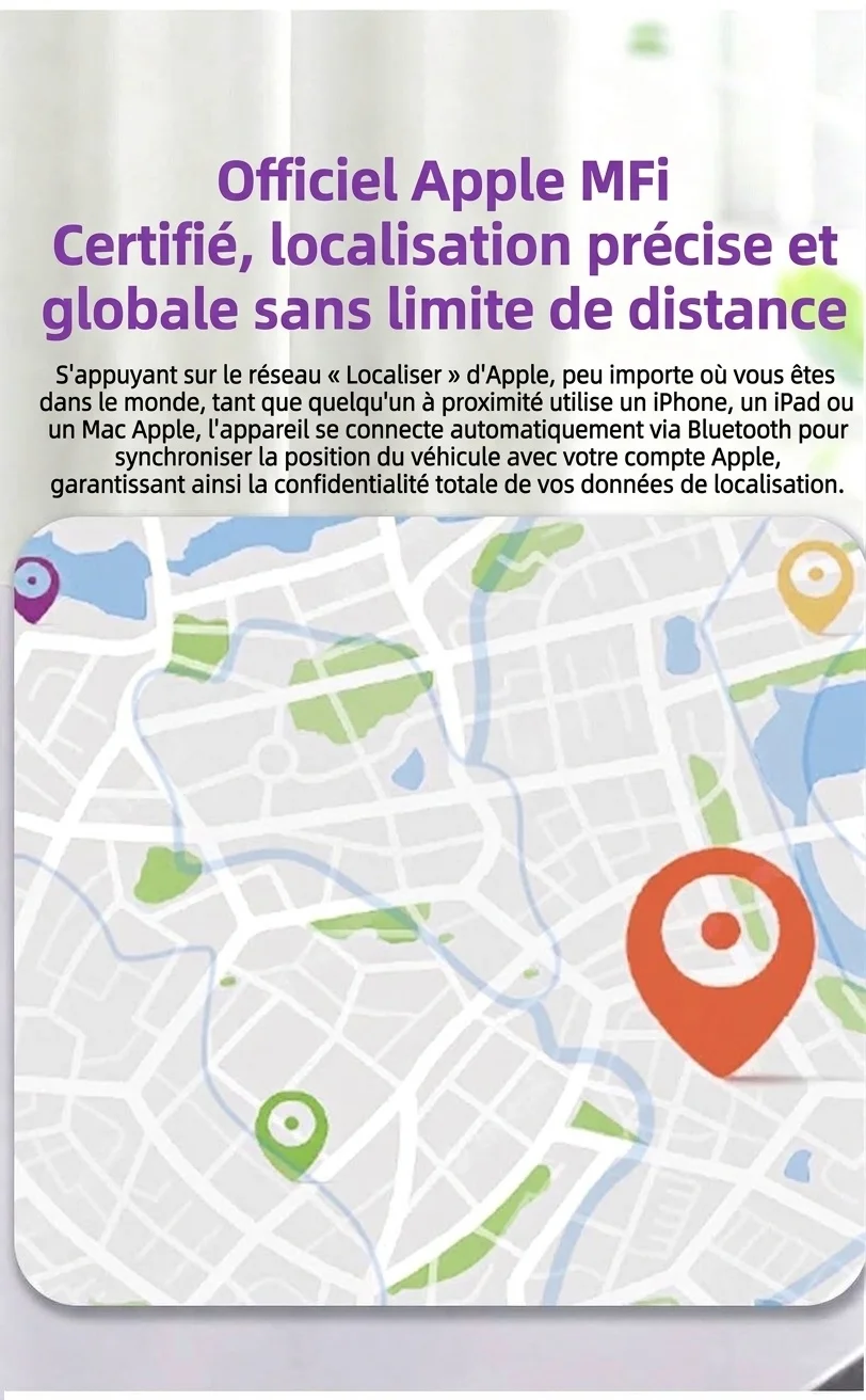 Traceur Bluetooth intelligent pour Apple Localiser mon réseau, dispositif anti-perte de géolocalisation précis à l'échelle mondiale, étanche IPX5, batterie de 10 à 12 mois
