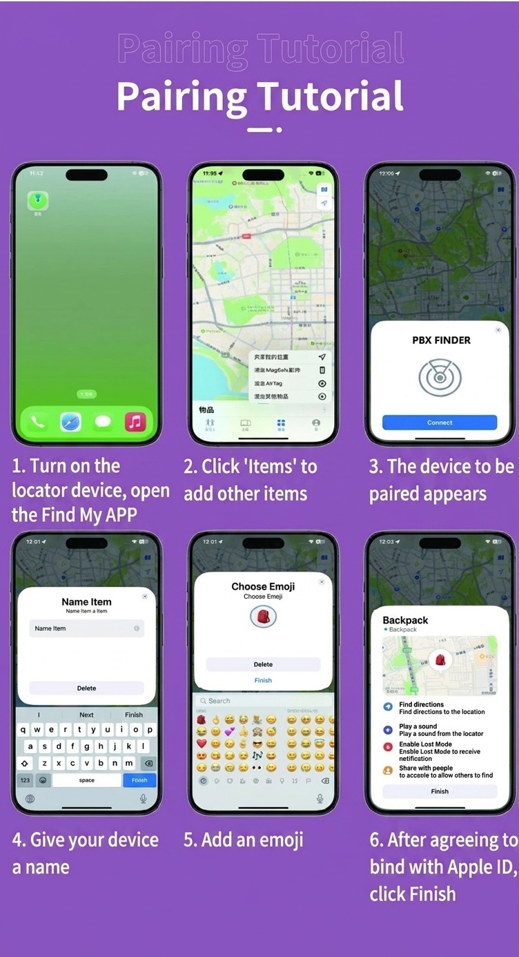 Smart Bluetooth Tracker for Apple Find My Network, Global Precise Positioning Anti-Lost Device, IPX5 Waterproof Item Finder, 10-12 Month Battery