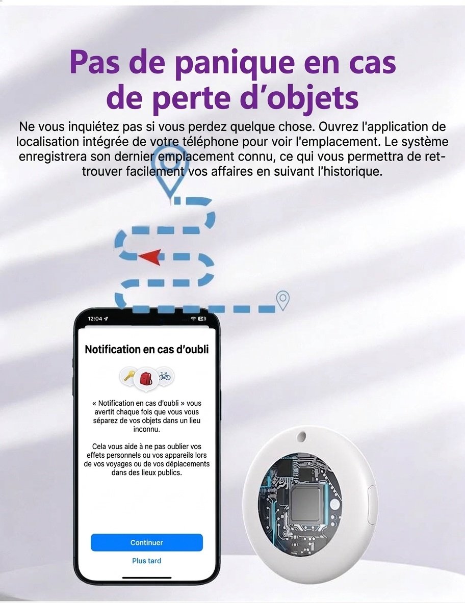 Traceur Bluetooth intelligent pour Apple Localiser mon réseau, dispositif anti-perte de géolocalisation précis à l'échelle mondiale, étanche IPX5, batterie de 10 à 12 mois