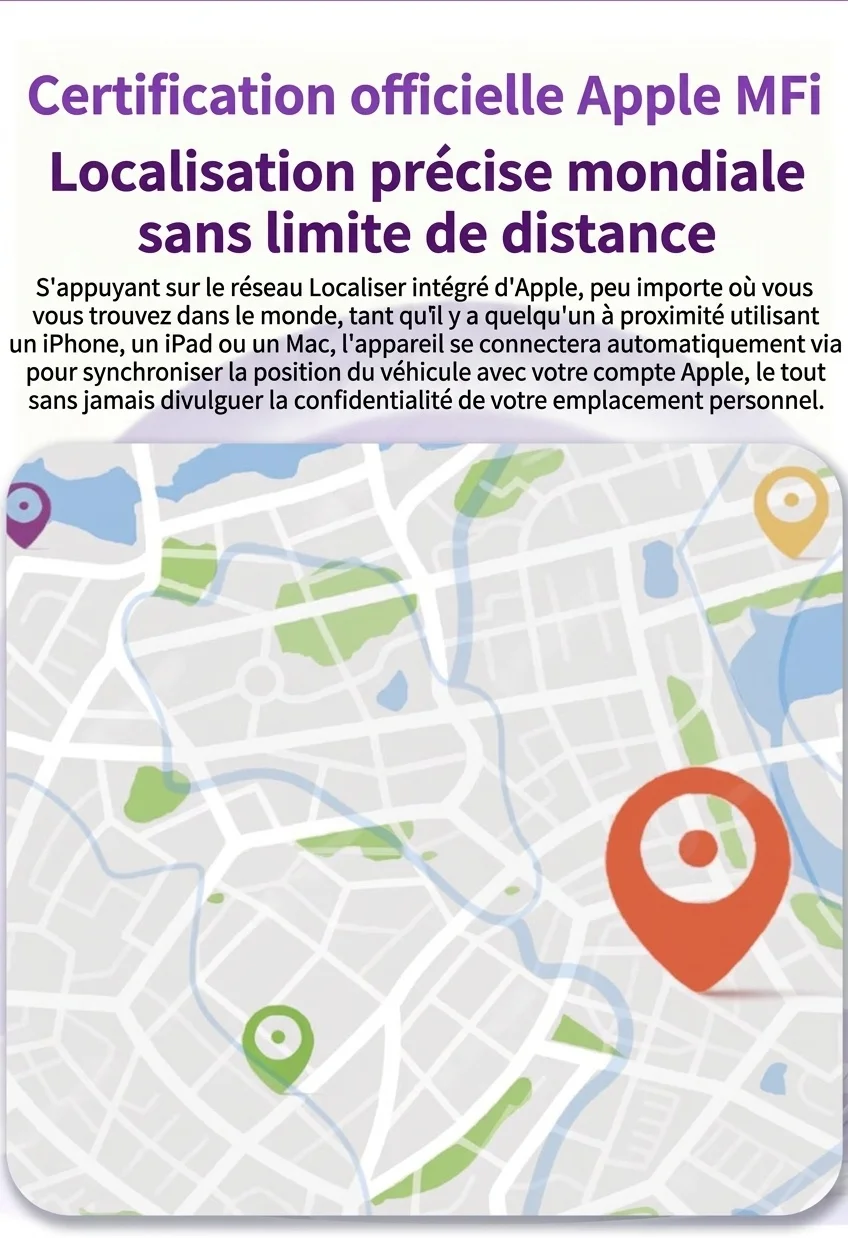 Feu arrière de vélo GPS avec intégration Apple Localiser, traceur antivol pour vélo, batterie rechargeable 800 mAh, éclairage de sécurité LED lumineux étanche IPX4