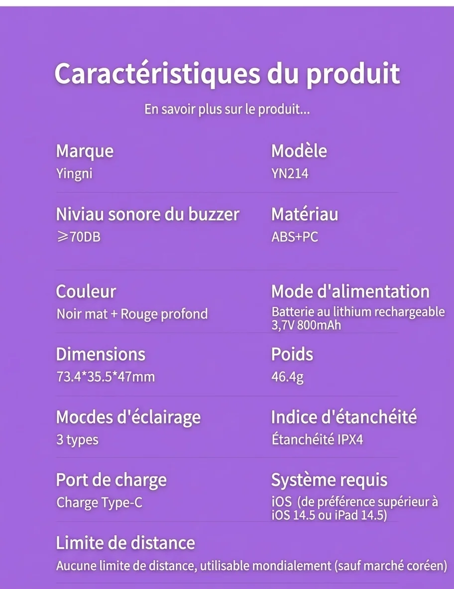 Feu arrière de vélo GPS avec intégration Apple Localiser, traceur antivol pour vélo, batterie rechargeable 800 mAh, éclairage de sécurité LED lumineux étanche IPX4