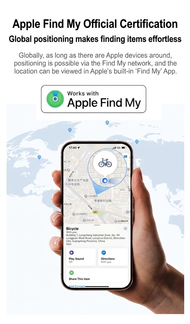 Apple Find My Compatible Smart Tracker, Global GPS Item Finder & Locator, Anti-Lost Device with Instant Alerts, 365-Day Battery Life, Compact Design