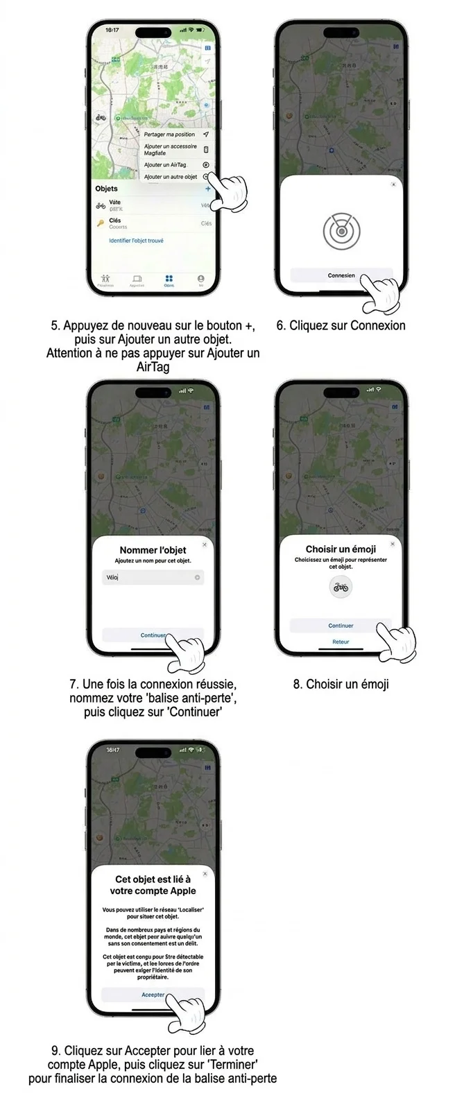 Localisateur intelligent compatible Apple Find My, GPS mondial pour la recherche d'objets, dispositif anti-perte avec alertes instantanées, autonomie de 365 jours, design compact
