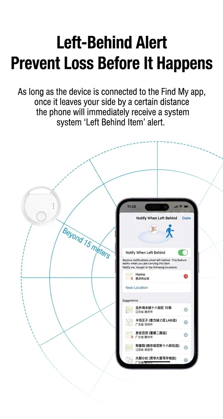 Apple Find My Compatible Smart Tracker, Global GPS Item Finder & Locator, Anti-Lost Device with Instant Alerts, 365-Day Battery Life, Compact Design