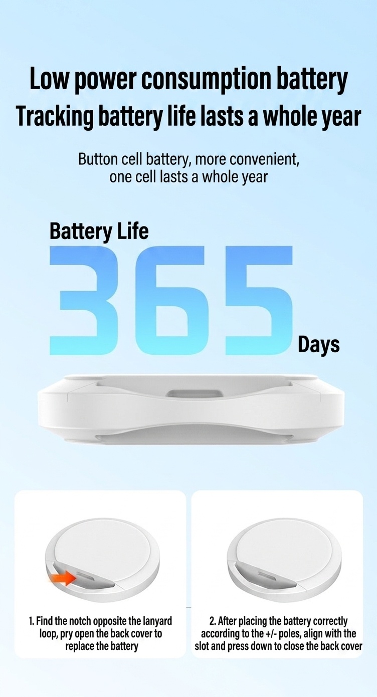 Apple Find My Compatible Smart Tracker, Global GPS Item Finder & Locator, Anti-Lost Device with Instant Alerts, 365-Day Battery Life, Compact Design