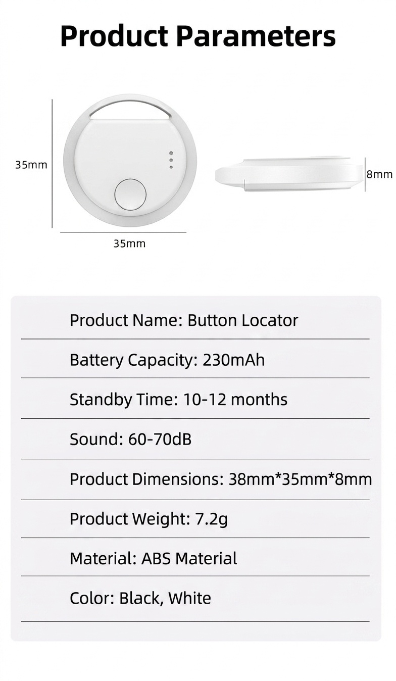 Apple Find My Compatible Smart Tracker, Global GPS Item Finder & Locator, Anti-Lost Device with Instant Alerts, 365-Day Battery Life, Compact Design