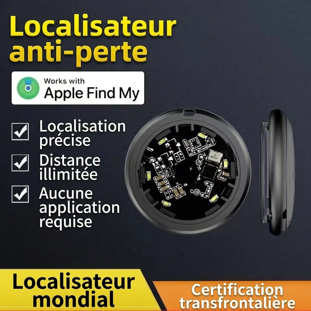 Traceur Bluetooth intelligent certifié MFi, compatible avec Localiser mon téléphone Apple, géolocalisateur d'objets, longue autonomie, dispositif anti-perte pour clés, portefeuille, bagages