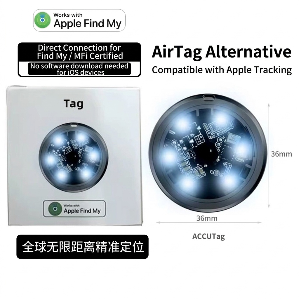 MFi Certified Smart Bluetooth Tracker, Works with Apple Find My, Global Positioning Item Locator, Long Battery Life Anti-Lost Device for Keys, Wallet, Luggage