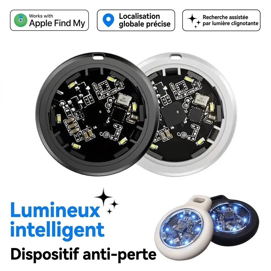 Traceur Bluetooth intelligent certifié MFi, compatible avec Localiser mon téléphone Apple, géolocalisateur d'objets, longue autonomie, dispositif anti-perte pour clés, portefeuille, bagages