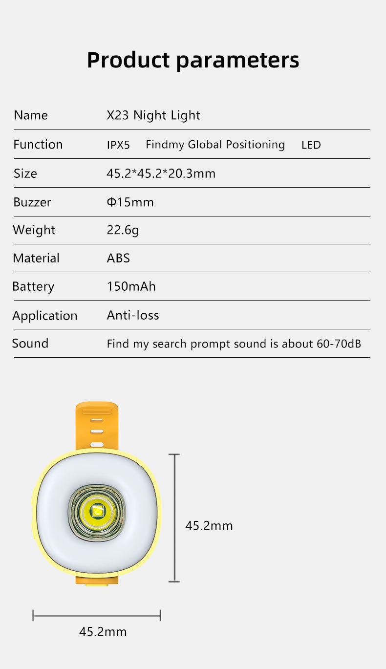 Apple Find My Compatible Smart Pet Tracker, Glowing LED Dog Collar Pendant Night Light, iOS Anti-Lost Item Locator Tag for Dogs, Cats, and Outdoor Use