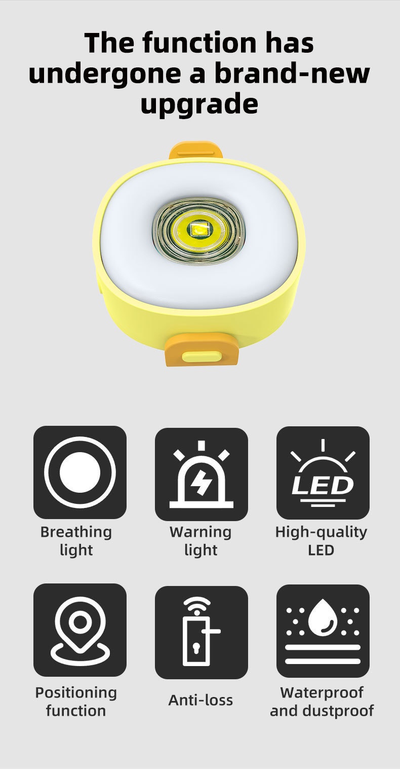Apple Find My Compatible Smart Pet Tracker, Glowing LED Dog Collar Pendant Night Light, iOS Anti-Lost Item Locator Tag for Dogs, Cats, and Outdoor Use