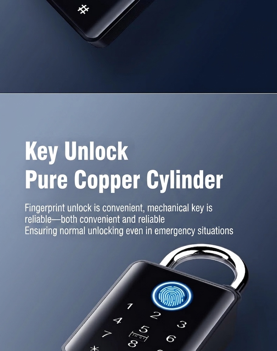 Smart Fingerprint Padlock, Keyless Bluetooth App Control Security Lock, 365-Day Standby Battery, Zinc Alloy Double Waterproof Design for Gym, Locker, Outdoor