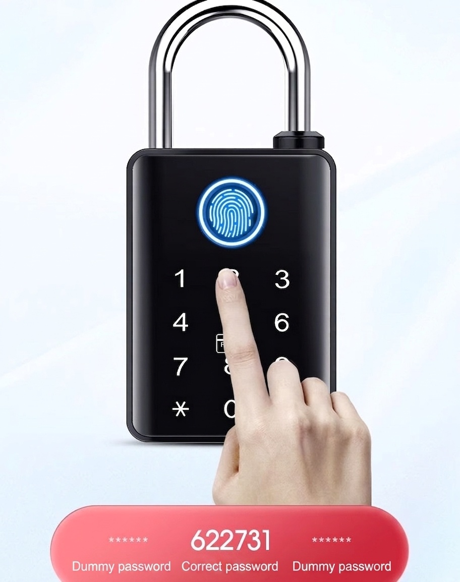 Smart Fingerprint Padlock, Keyless Bluetooth App Control Security Lock, 365-Day Standby Battery, Zinc Alloy Double Waterproof Design for Gym, Locker, Outdoor